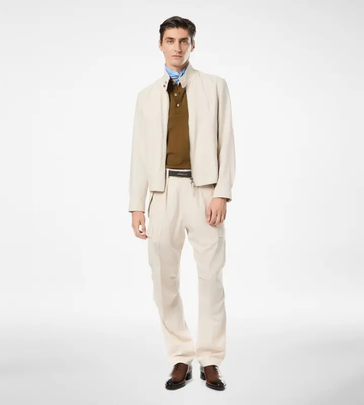WOOL CASHMERE SILK REPS HARRINGTON IVORY online